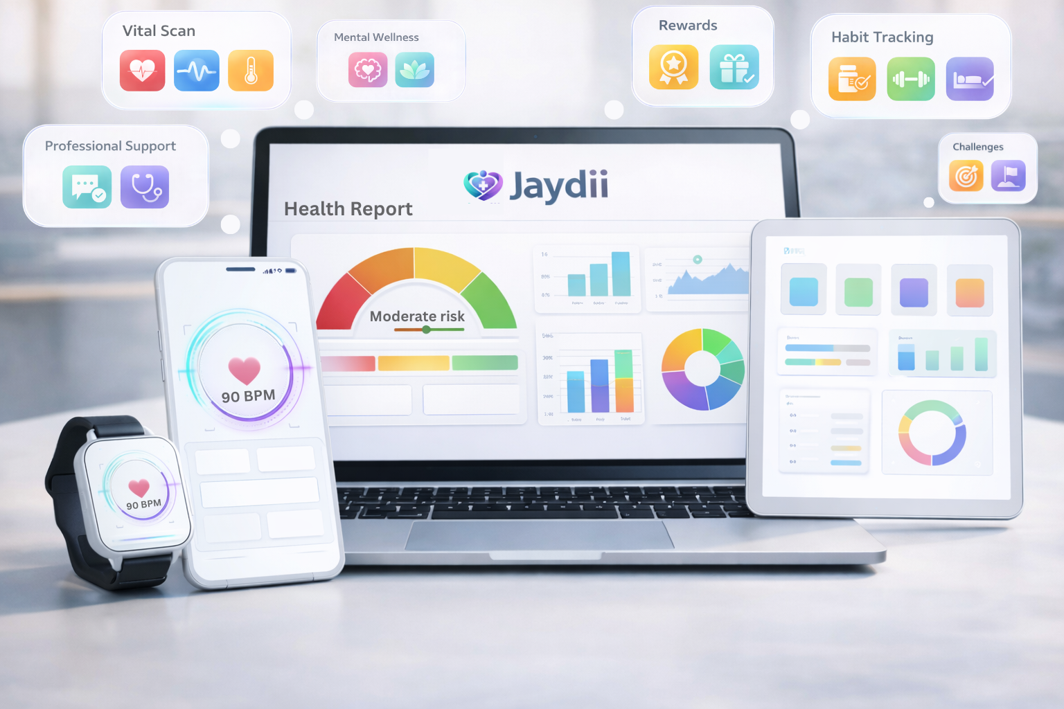 Jaydii Health Platform - multi-device dashboard